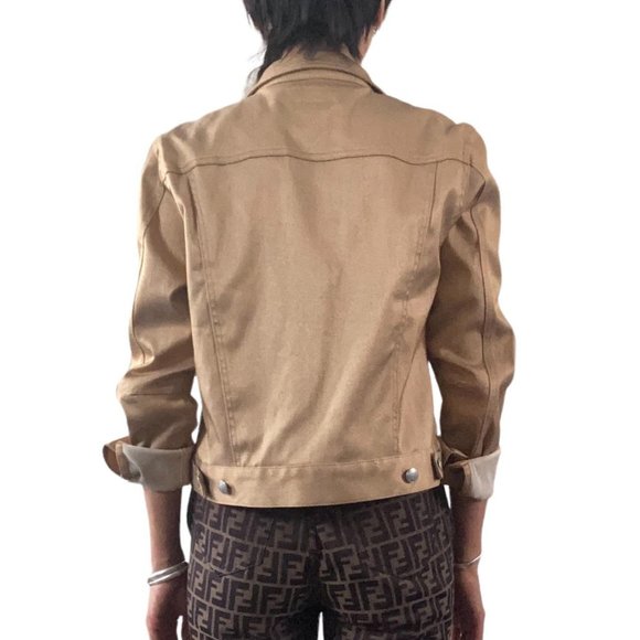 marithe francois girbaud gold denim jacket size M - Picture 2 of 3